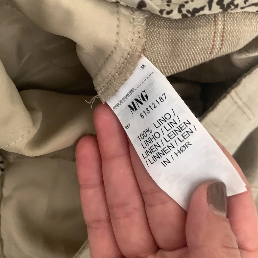 Mango‎ Cropped 100% Linen Pinstripes Mid Rise Pants.Sz 4